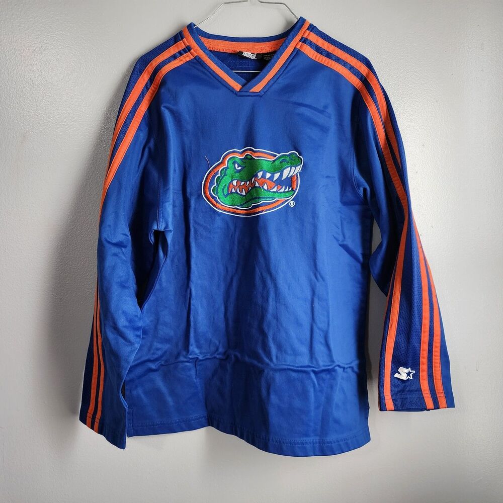 Vtg Starter Florida Gators Pullover Sweatshirt Fleece Stripes Jersey Youth XL